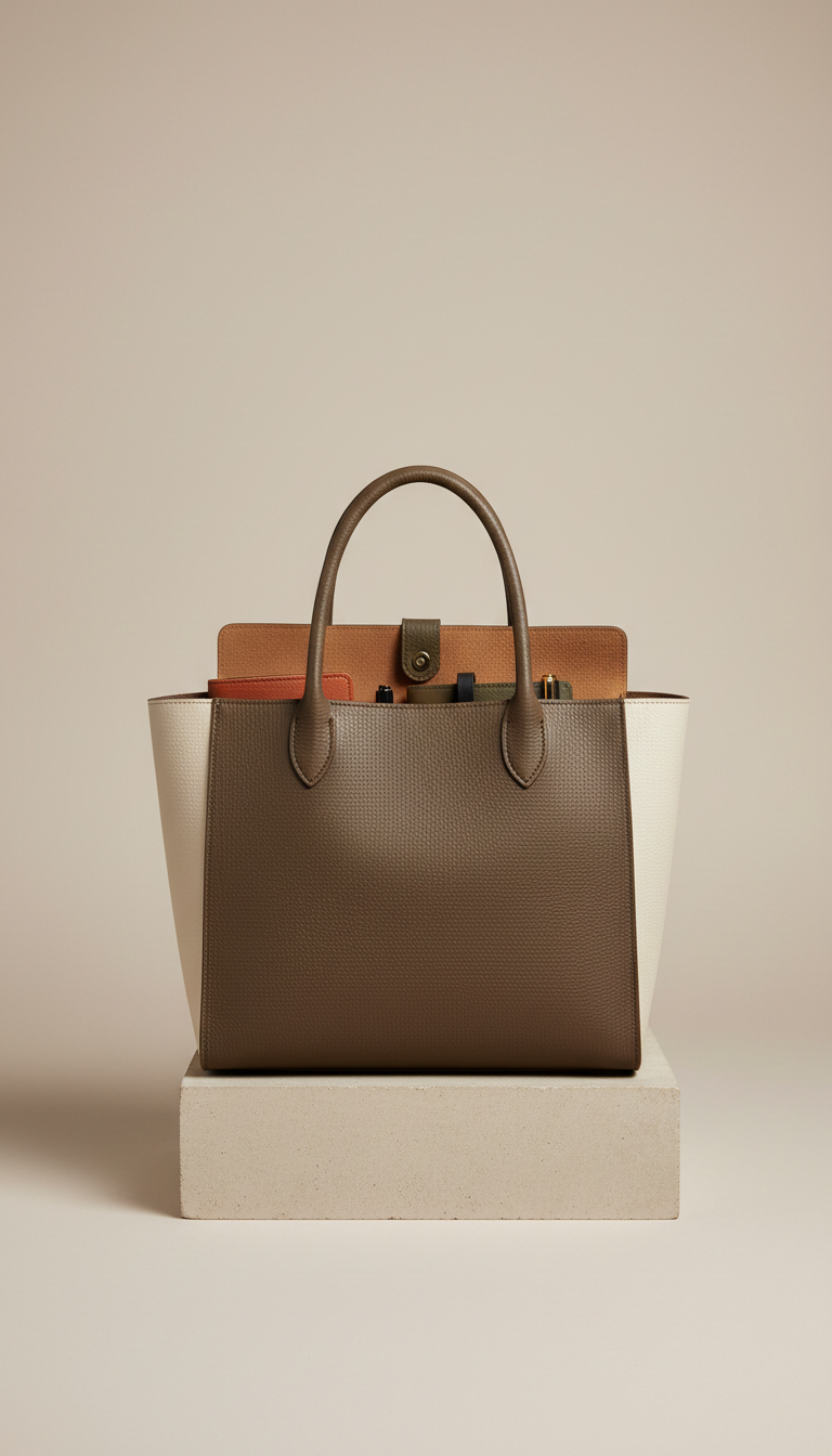 Porcelain structured leather tote